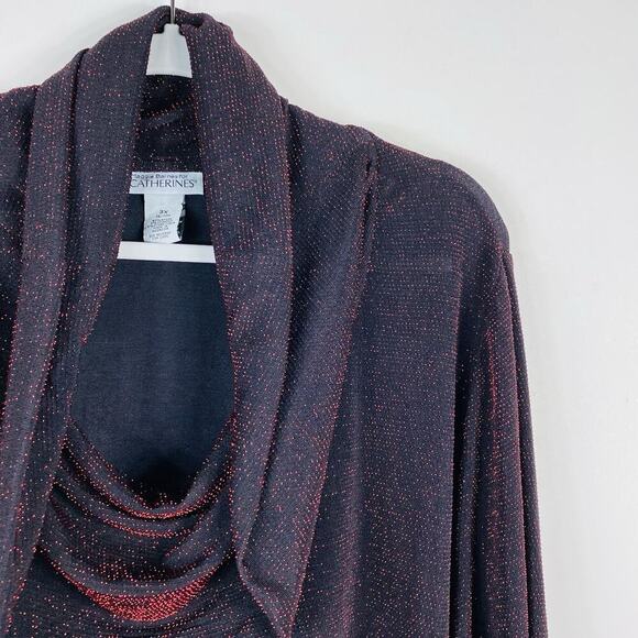 Catherines Maggie Barnes Plus Size 3X Sparkle Shimmer Textured Cowl Neck Top - Picture 3 of 5